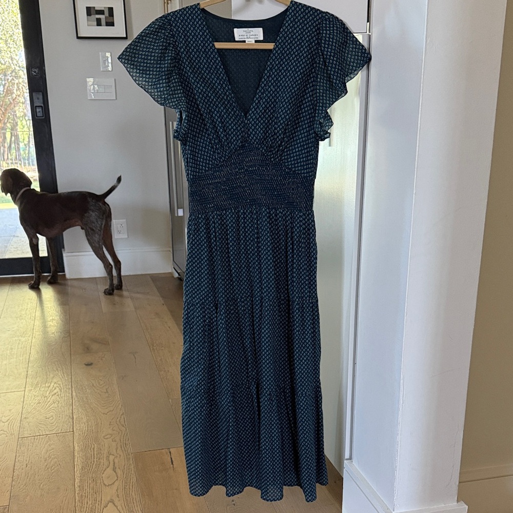 Trovata Navy Patterned Maxi Dress